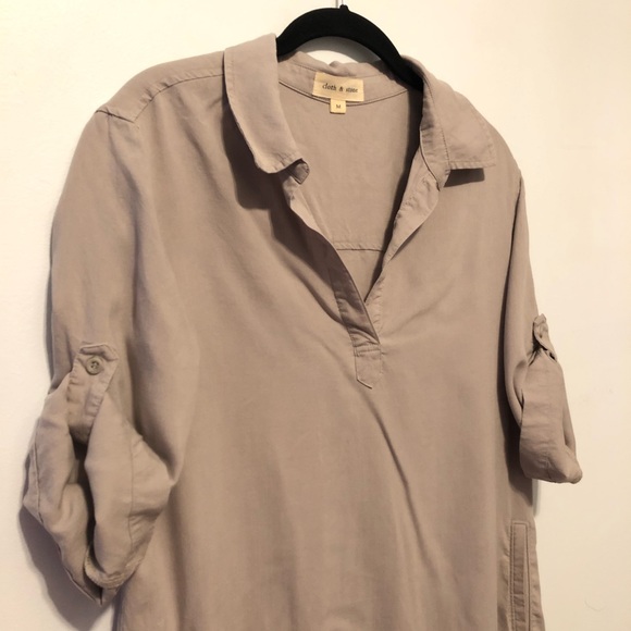 Anthropologie Cloth & Stone Shirt Dress Grey Med - Picture 5 of 7